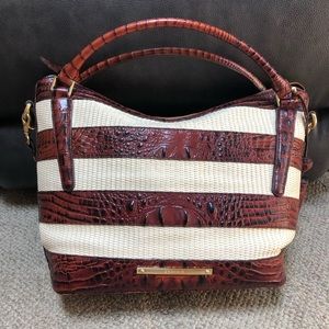 Brahmin striped leather/straw bag